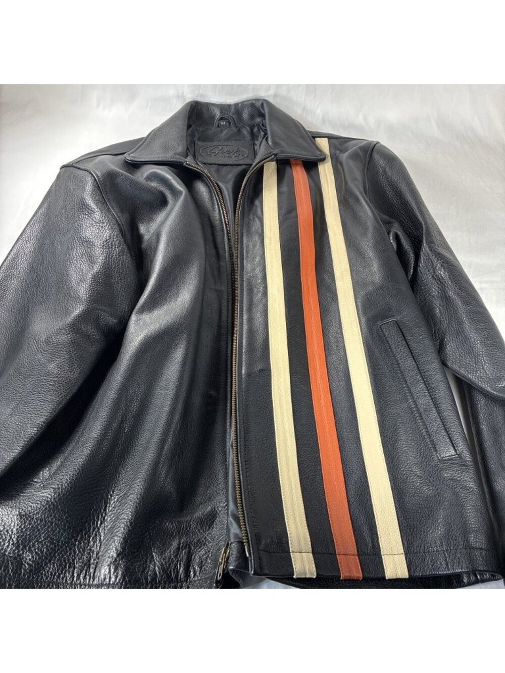VTG Geek Squad Leather Jacket Mens XLT Best Buy Anniversary Black Moto Tall NWOT